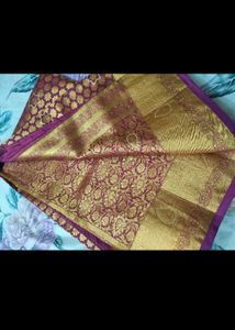 Elegant Maroon &amp; Gold Pattu Sari