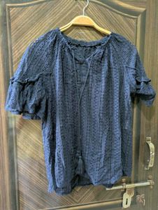 Navy Blue Lace Top