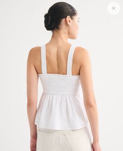 GAP White Smocked Peplum Tank Top