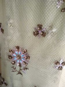 Sparkling Mint Green Sequined Sari