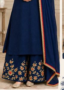 Elegant Navy Blue Kurta Set embroidery