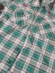 Green Plaid Button-Up Shirt