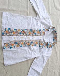 white long sleeve button up shirt