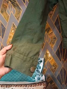 Olive Green Studded Denim Jacket