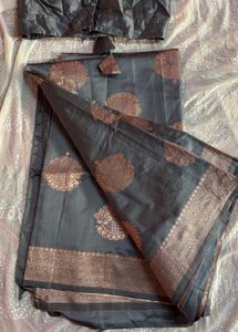 Grey Silk Saree with Stitched Blouse (women’s)