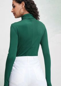 Chic Green Turtleneck Bodysuit
