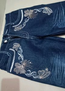 Y2K Blue Denim Jeans with Embroidery for 1