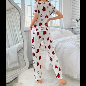 Cozy Heart Print Pajama Set