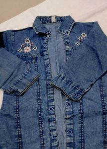 Embroidered Denim Shirt for girls