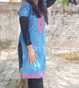 Denim Kurti with Embroidery