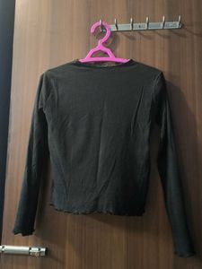 Ribbed Black Long Sleeve Top