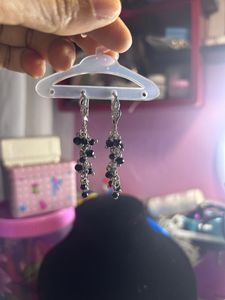 Elegant Black Beaded Drop Earrings