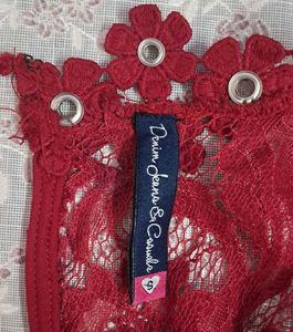 Red Lace V-Neck Dress with Choker