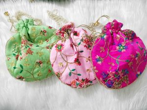 Embroidered Potli Bags (Set of 3)