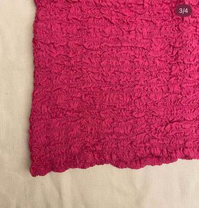 Vibrant Pink Textured Mini Skirt