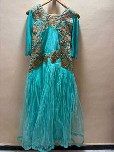 Exquisite Teal &amp; Gold full lenght Gown