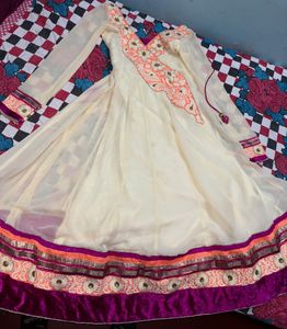 Elegant Cream Anarkali Suit with Churidar