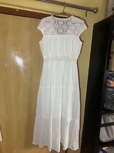 White Lace Detail Maxi Dress