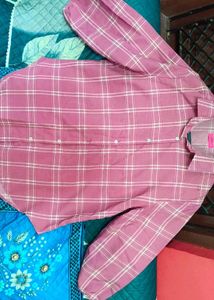 Pink Plaid Button-Up Shirt