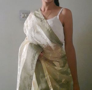Lime Green Organza Saree💖