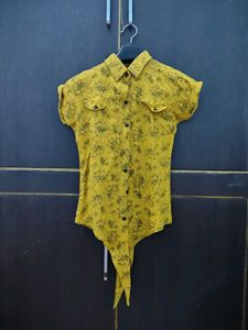 Stylish Yellow Floral Crop Shirt