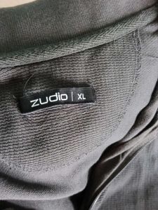 zudio Men's Dark Grey Zip Polo T-Shirt