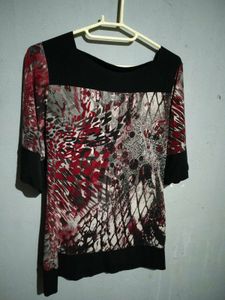 Unique Print Square Neck Top