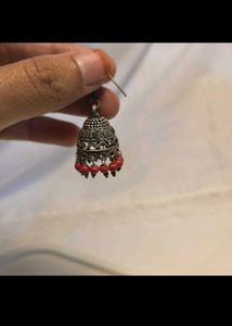SilverJhumka Earrings and Pink Strap Watch
