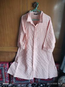 Classic Collar Design Peach Pink Kurti