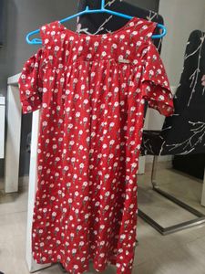 Red Floral Cold Shoulder Dress