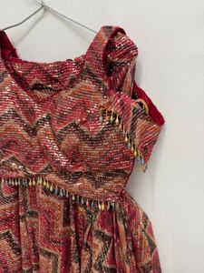 party wear, orange sequence, croptop Lehenga