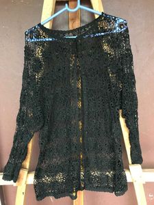 Black Y2k Crochet❤️‍🔥 intricate imported top
