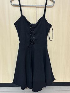 Black Lace-Up Mini Dress