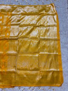New Elegant Yellow Silk Saree