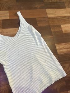 Ribbed White Spaghetti Strap Tank Top