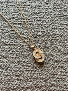 Gold-Plated S Pendant Necklace – CZ Baguette Dets