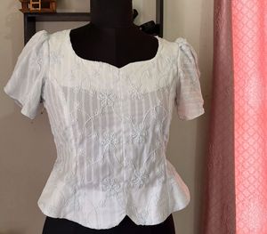 Embroidered Peplum Blouse