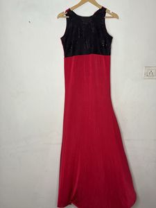 Elegant Red & Black Maxi Gown