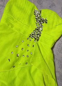 💚✨NEON GREEN EMBELLISHED TUBE DRESS FOR WOMEN