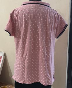 Pink Star Print Polo T-Shirt