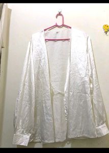 White Satin Kimono Style Top