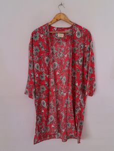 Neon Pink Printed Long Shrug (Women's)
