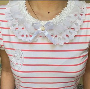 Striped Ruffled Collar Top
