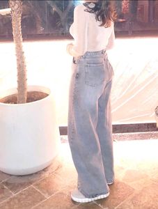 Grey Wide Leg Jeans
