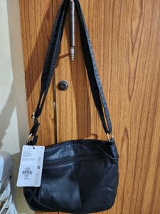 Black Faux Leather Crossbody Bag(U.K)