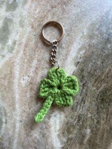 Crocheted Four Leaf Clover Keychain
