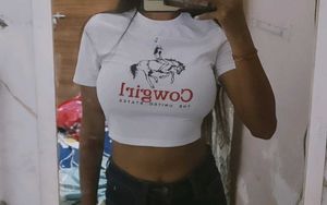 Shein White Cowgirl Graphic T-Shirt