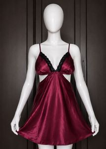 Burgundy Satin Lace Nightgown