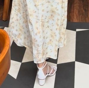 Strappy Knee-High White Sandals