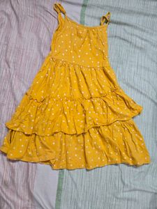 Yellow Polka Dot Tiered Dress